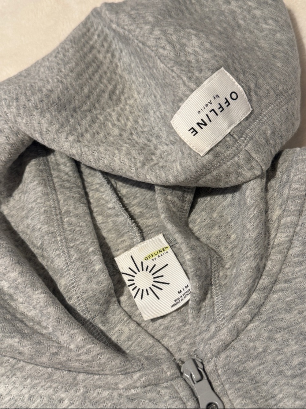 Aerie Gray Cropped Hooded Sweatshirt M - Picture 2 of 2